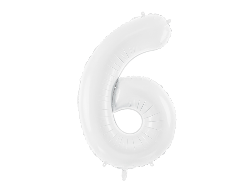 Balon foliowy Cyfra ”6”, 86 cm, biały Balony cyfry wimpreze.pl 2