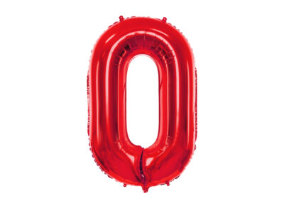 Balon foliowy Cyfra ”0”, 86cm, czerwony Balony cyfry wimpreze.pl