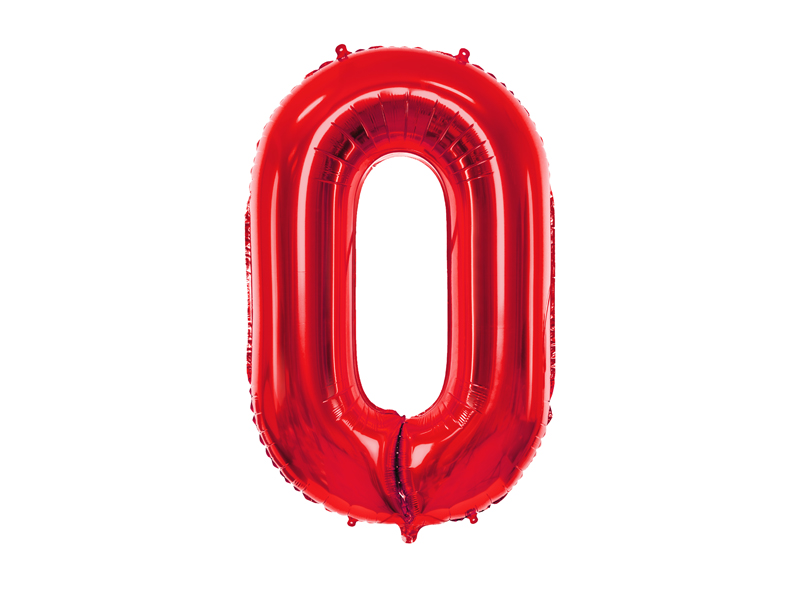 Balon foliowy Cyfra ”0”, 86cm, czerwony Balony cyfry wimpreze.pl 2