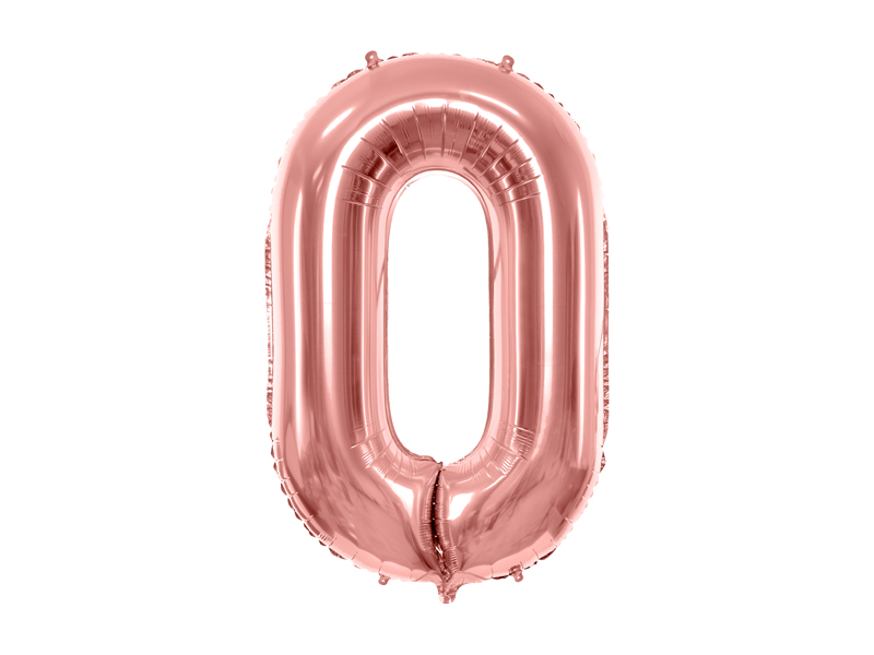 Balon foliowy Cyfra ”0”, 86cm, różowe złoto Balony cyfry wimpreze.pl 2