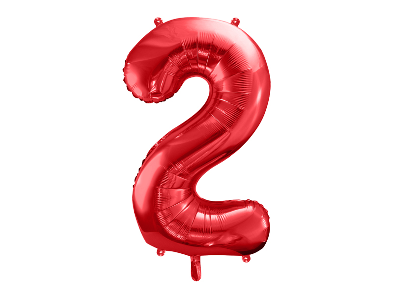 Balon foliowy Cyfra ”2”, 86cm, czerwony Balony cyfry wimpreze.pl 2