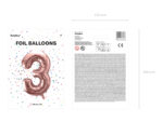 Balon foliowy Cyfra ”3”, 86cm, różowe złoto Balony cyfry wimpreze.pl 7