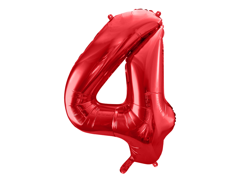Balon foliowy Cyfra ”4”, 86cm, czerwony Balony cyfry wimpreze.pl 2