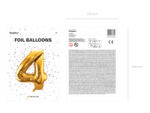 Balon foliowy Cyfra ”4”, 86cm, złoty Balony cyfry wimpreze.pl 7