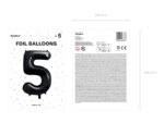Balon foliowy Cyfra ”5”, 86cm, czarny Balony cyfry wimpreze.pl 9