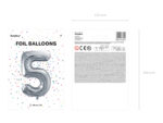Balon foliowy Cyfra ”5”, 86cm, srebrny Balony cyfry wimpreze.pl 7