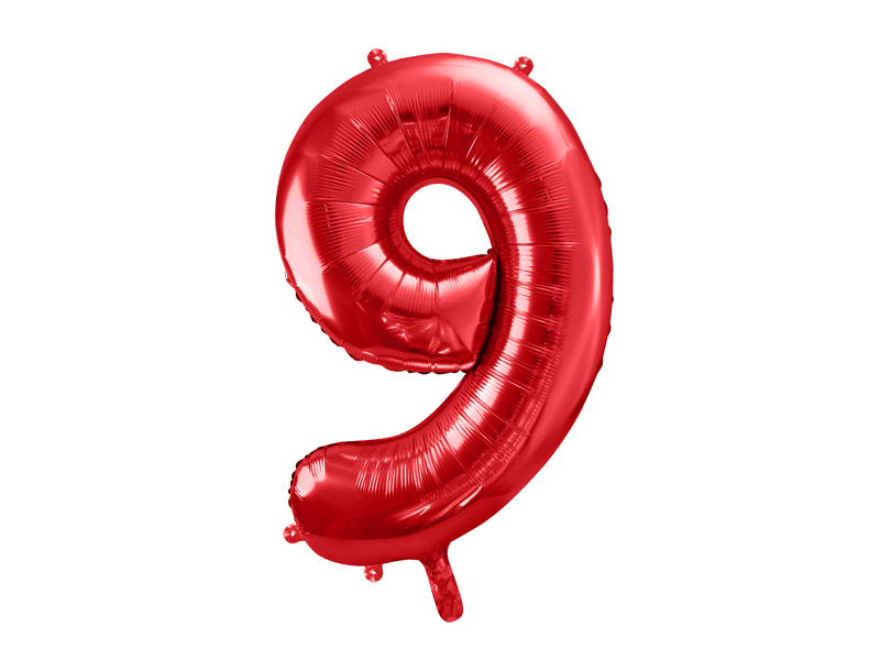 Balon foliowy Cyfra ”9”, 86cm, czerwony Balony cyfry wimpreze.pl 2