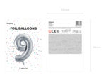 Balon foliowy Cyfra ”9”, 86cm, srebrny Balony cyfry wimpreze.pl 7