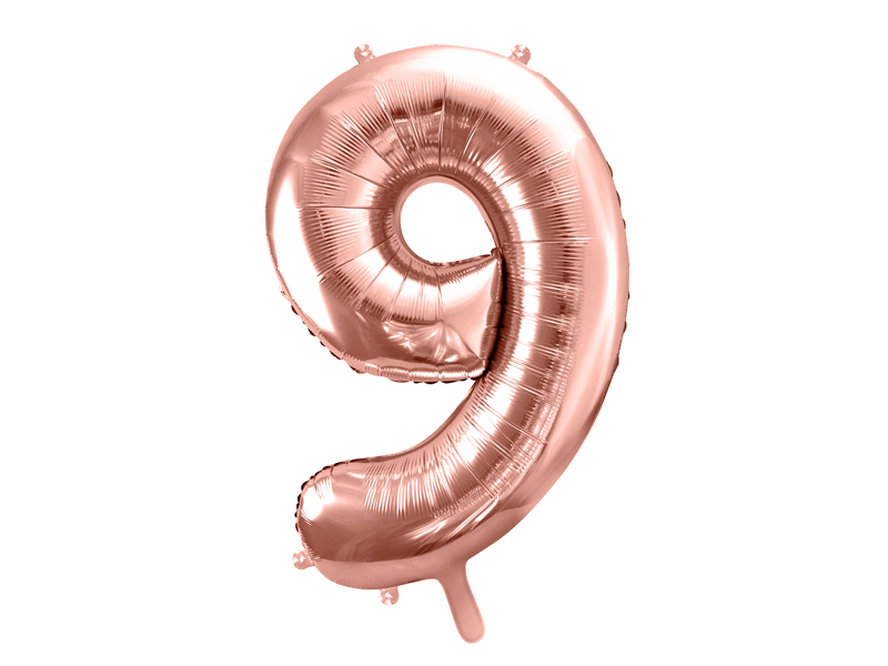 Balon foliowy Cyfra ”9”, 86cm, różowe złoto Balony cyfry wimpreze.pl 2