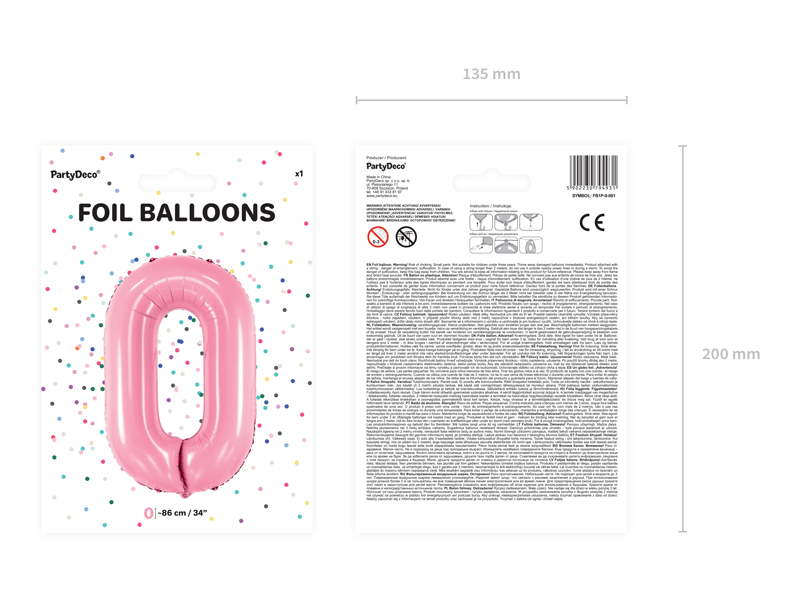 Balon foliowy Cyfra ”0”, 86cm, różowy Balony cyfry wimpreze.pl 4
