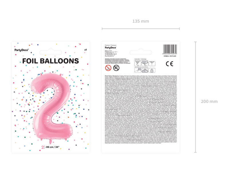 Balon foliowy Cyfra ”2”, 86cm, różowy Balony cyfry wimpreze.pl 4