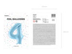Balon foliowy Cyfra ”4”, 86cm, jasny niebieski Balony cyfry wimpreze.pl 7