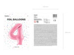 Balon foliowy Cyfra ”4”, 86cm, różowy Balony cyfry wimpreze.pl 7