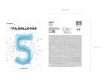 Balon foliowy Cyfra ”5”, 86cm, jasny niebieski Balony cyfry wimpreze.pl 9