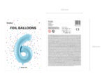 Balon foliowy Cyfra ”6”, 86cm, jasny niebieski Balony cyfry wimpreze.pl 9