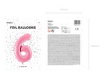 Balon foliowy Cyfra ”6”, 86cm, różowy Balony cyfry wimpreze.pl 7