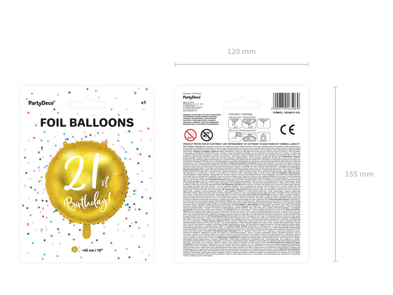 Balon Urodzinowy 21th Birthday Balony i akcesoria wimpreze.pl 4