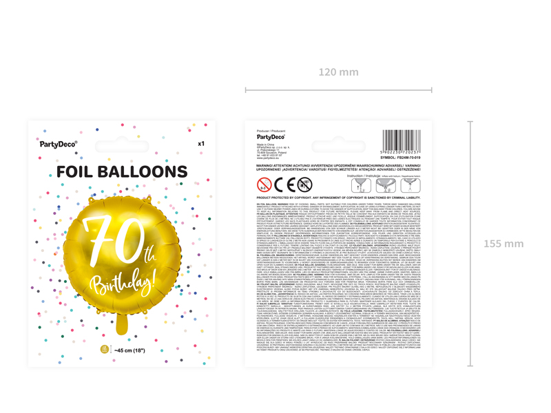 Balon Urodzinowy 70th Birthday Balony i akcesoria wimpreze.pl 6