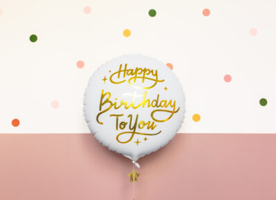Balon Urodzinowy Happy Birthday To You 35cm – Biały Balony i akcesoria wimpreze.pl 2
