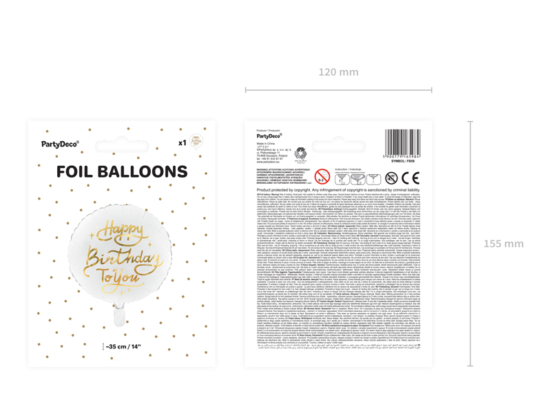 Balon Urodzinowy Happy Birthday To You 35cm – Biały Balony i akcesoria wimpreze.pl 6