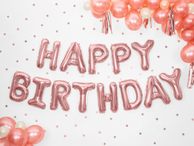 Balon foliowy Happy Birthday, 340x35cm, różowe złoto – na urodziny! Balony i akcesoria wimpreze.pl 2