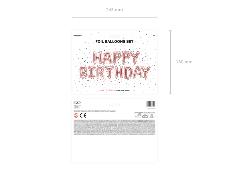 Balon foliowy Happy Birthday, 340x35cm, różowe złoto – na urodziny! Balony i akcesoria wimpreze.pl 4