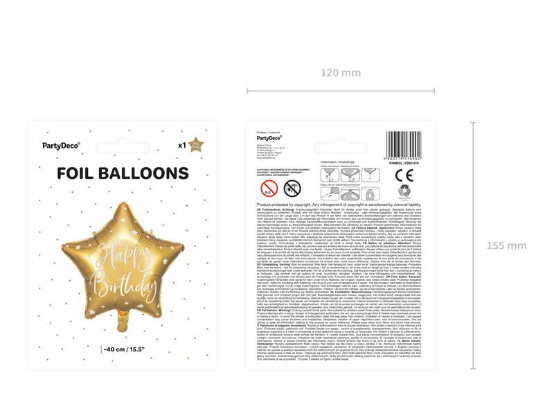 Balon Urodzinowy Happy Birthday 40cm – Złoty Balony i akcesoria wimpreze.pl 4