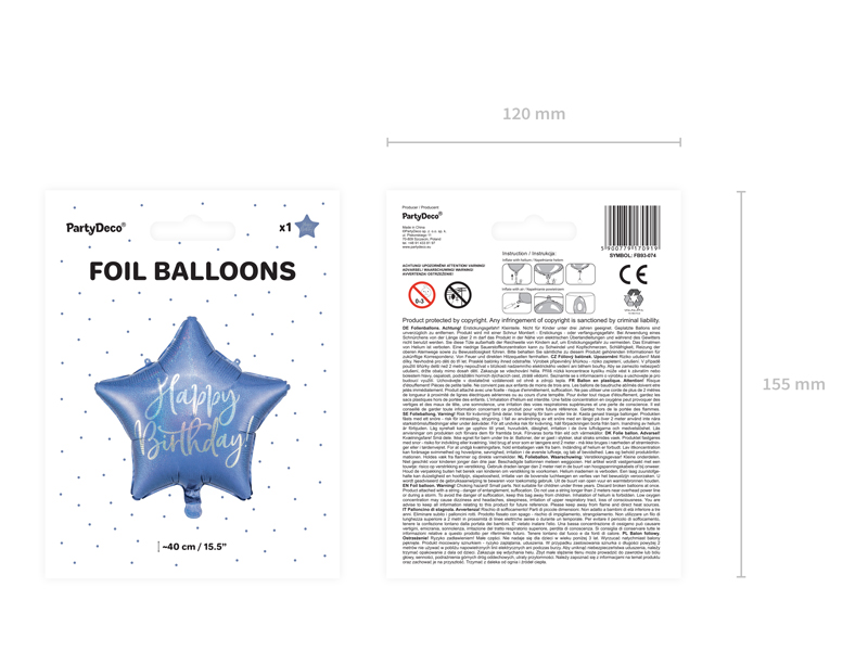Balon Urodzinowy Happy Birthday 40cm – Granatowy Balony i akcesoria wimpreze.pl 5