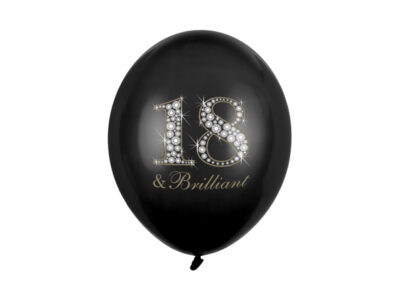 Balony 30cm, 18 & Brilliant, Pastel Black – 6 szt. Balony na 18 urodziny wimpreze.pl