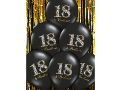 Balony 30cm, 18 & Brilliant, Pastel Black – 6 szt. Balony na 18 urodziny wimpreze.pl 2