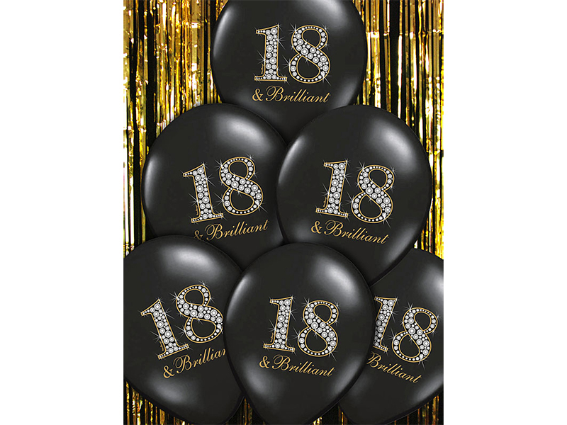 Balony 30cm, 18 & Brilliant, Pastel Black – 50szt. Balony na 18 urodziny wimpreze.pl 4