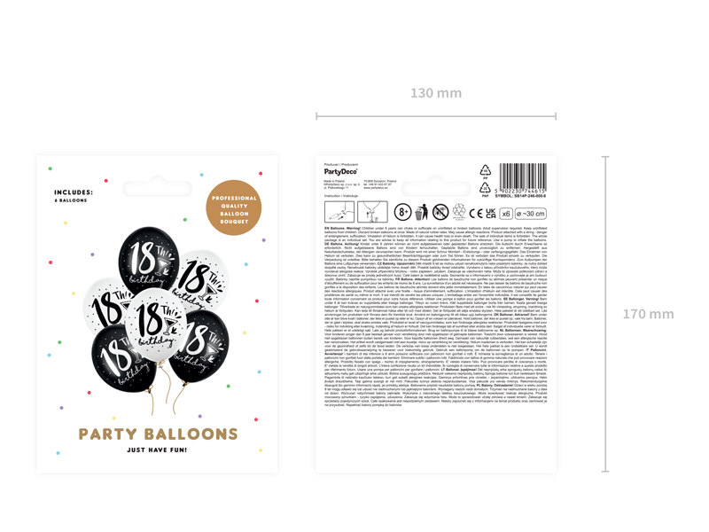 Balony 30cm, 18th! birthday, mix Balony na 18 urodziny wimpreze.pl 3