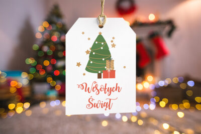 Podłużna świeca z personalizowaną świąteczną etykietą Inne produkty świąteczne wimpreze.pl 19