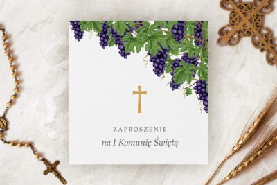 Zaproszenie komunijne na komunie – Kwadratowe z kwiatami wzór 8 Komunia wimpreze.pl 13